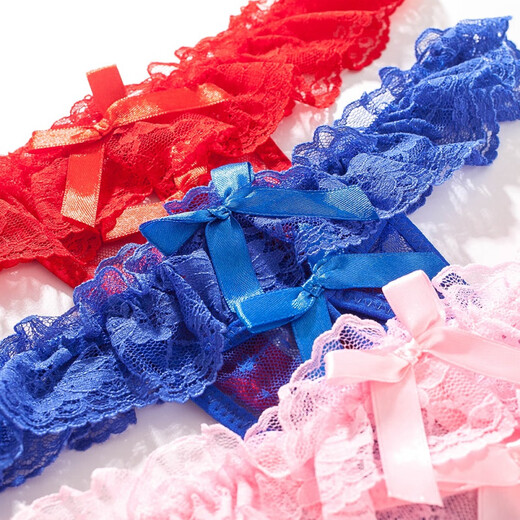 Big Pearl Panties Lace Crotchless T-Pants Massage Pearl Panties Feminine Transparent Hot No-Take-Off T-Pants 206 Rose Red FM Code Recommended Weight 90-120 Jin Jin is equal to 0.5 kg