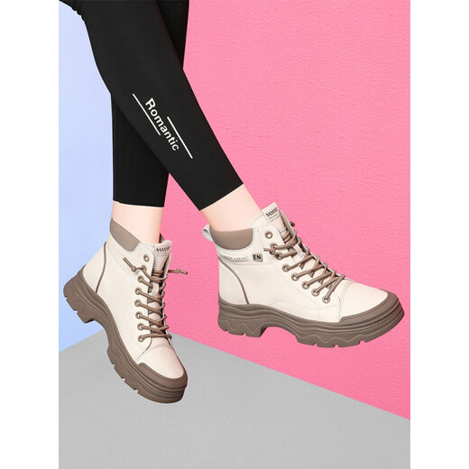 Belle-Ta Series Brand Travel Travel Travel Leathere Leather High Top Shoes для женской осени и зима удобная мягкая подошва Martin Boots без скольжения.