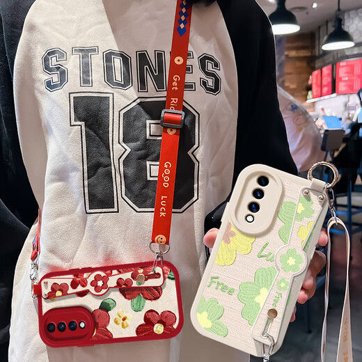 
Zhiyuxi Honor 70 Mobile Case 829 Flowers Flowers Flowers [Cross-body wristband lanyard black] CF1096 Honor 30