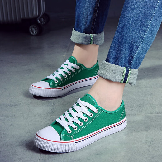 Lorenbon Canvas -Schuhe für Männer und Frauen Paarschuhe für Männer und Sommerschuhe für Männer für Männer und Frauenschuhe für Frühlings- und Sommerschuhe für atmungsaktive weiche alleinige Student -Laufschuhe [Bruchgröße] 6625 Green 37 Frauenstil (normale Sportschuhe) (normale Sportschuhe)