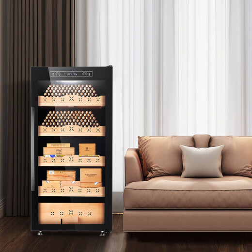 Bacchus Cigar Cabinet Frequency Converter Adjustable Humidity Large Capacity Constant Temperature and Humidity Humidifier Compressor Household Cedar Wood Embedded Alcohol-raised Bare-raised Red Wine Cigar Energy-Saving Air-cooled Frost-free WiFi Model Clean Ammonia + Frequency Converter 4 Layers 1.2 Meters 188L