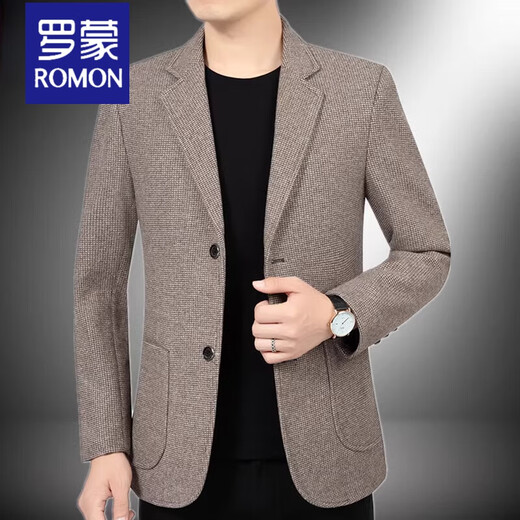 ROMON brand high-end men's casual suits spring, autumn and winter middle-aged business single suit jackets large size suit tops for men 20208 gray M 170 (95-120Jin Jin equals 0.5 kg)