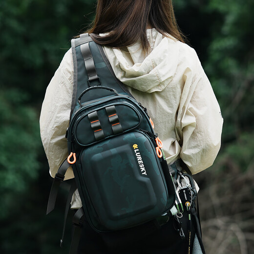 LURESKY high-end outdoor waterproof lure bag, multi-function pole backpack, large capacity single shoulder sling bag, fishing gear bag, crossbody bag, medium gray