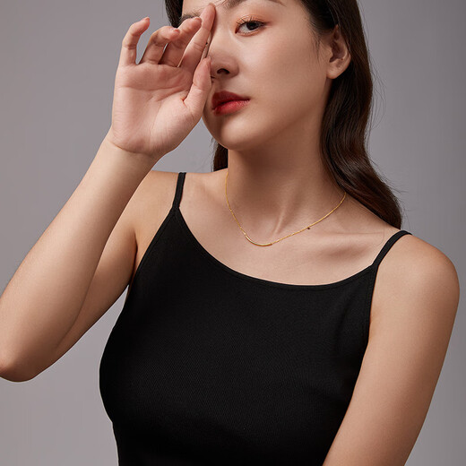 Saturday Fu 5G craftsmanship gold necklace women's smile bright pendant price A069740 about 2.71g 40+5cm gift