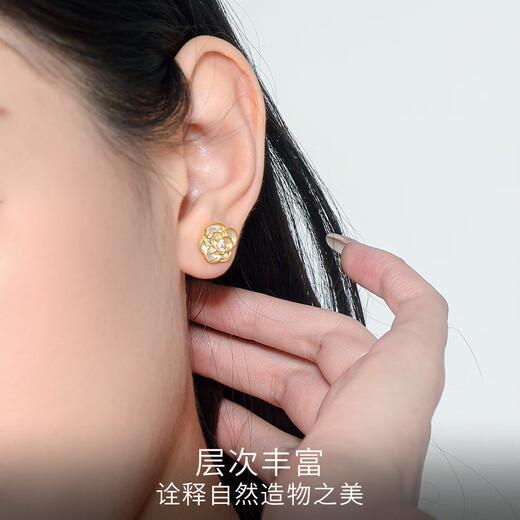 Zhou Taisheng camellia mother-of-pearl earrings for women, high-end niche design silver earrings birthday gift for girlfriend