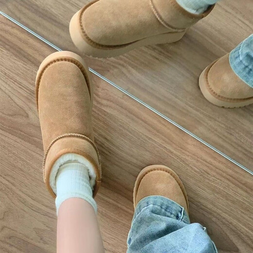 Marque Broken Code Ins Maillard Retro Bottes de neige pour les femmes en hiver, Nouvelle chaussures de coton chaude en velours et de coton chaud en velours pour femmes marron 37