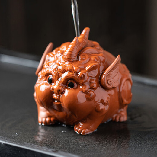 Winter Mist Purple Sand Pixiu Tea Pet Ornaments Boutique Handmade Wealth-Bringing Ornaments for Growing Tea and Playing Tea Tables Tea Table Ornaments Tea Accessories Gift Boxes Purple Sand Pixiu-Zhu Ni