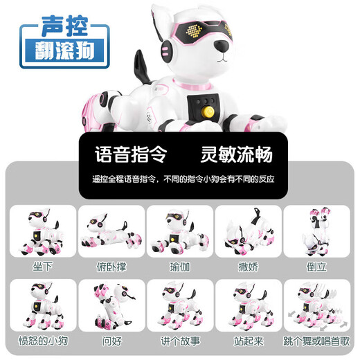 
JJR/C Early Education Intelligent Voice Control Machine Dog Children's Toys Boys 3-6 Years Girls 2-4-8 Years Birthday Gift Robot Girl Pink N3 [Remote Control + Hand Control + Voice Control Mode] Intelligent Follow Programming Touch Sensing Learning Companion
