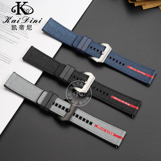 Kaidini Adaptado a Panerai Sumersible Stealth Serie PAM1391/1565/1579 Correa de goma de nylon Hebilla de color de acero original original 24 mm
