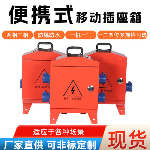 临时移动小电箱工地三级配电箱装修手提袋漏保工业防爆水220v38汇 DZ15100A空开款 两相+三相 六位
