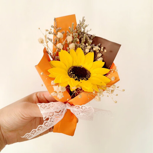 皓梵洁手捧花迷你花束口袋花束玫瑰小花束干花假花永生花礼物鲜花小花 口袋里的浪漫【香槟玫瑰一束】