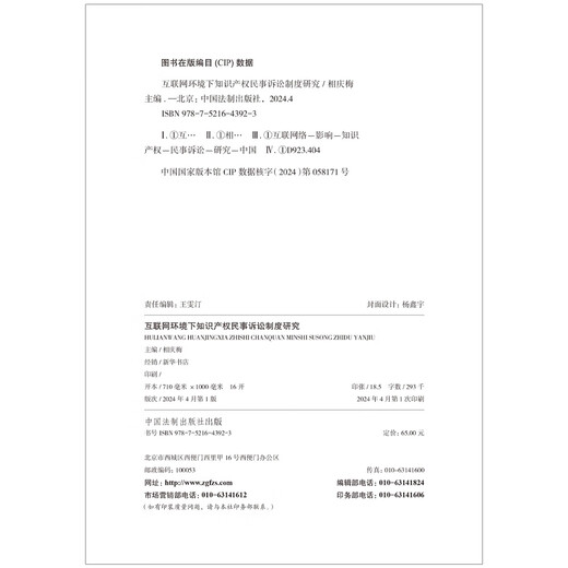 Forschung zum Zivilstreitsystem des geistigen Eigentums im Rahmen des Internet Environment 9787521 ** 3923