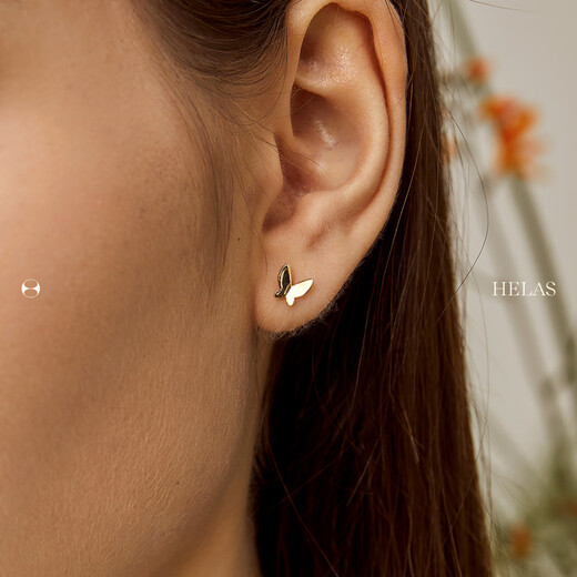 Helas Hera Monet Garden Series 18K Gold Earrings Butterfly Earrings Girls Birthday Gift Simple Earrings Not Blackened 18K Gold Gold Color