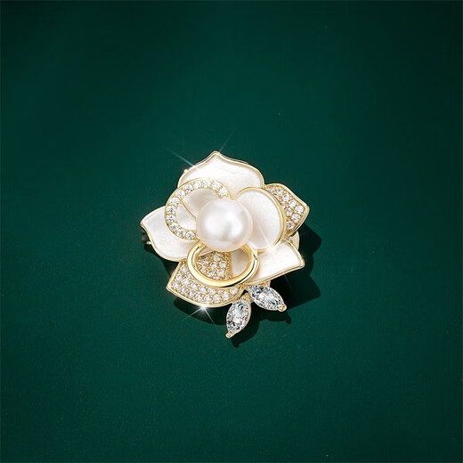 Qlady camellia brooch high-end women's pearl corsage anti-exposure pin scarf buckle birthday gift for mom's birthday