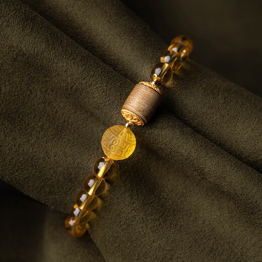 BOSFRU Wealth Natural Citrine Bracelet for Men's Wealth Transfer with Beeswax Agarwood Wealth Bracelet as a Gift for Elder Boyfriends Citrine Bracelet - with Beeswax Agarwood Bead Diameter 6mm