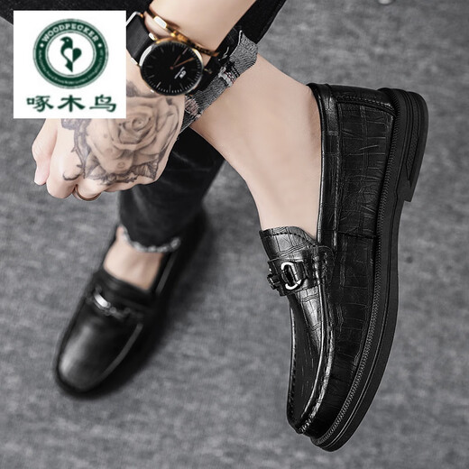 Spechtlederschuhe für Männer im Geschäft Formale Faulenzschuhe für Männer im Sommer atmungsaktiv 2024 Neue Stil fahren Männerschuhe Schwarz (882) 39