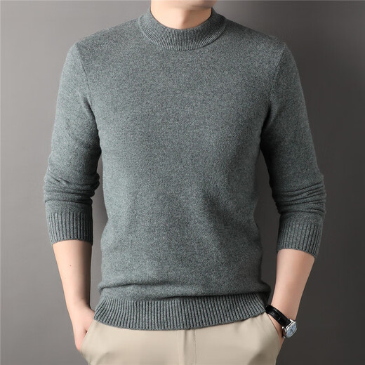 Dongguan Dalang sweater men's thickened full wool sweater high-end half turtleneck autumn and winter machine washable warm solid color knitted black XL-140-160Jin Jin equals 0.5 kg