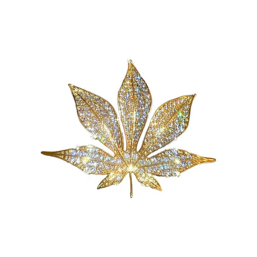 QUAMER gold store maple leaf sweater brooch design niche 2024 new high-end brooch female style light temperament electroplating-gold