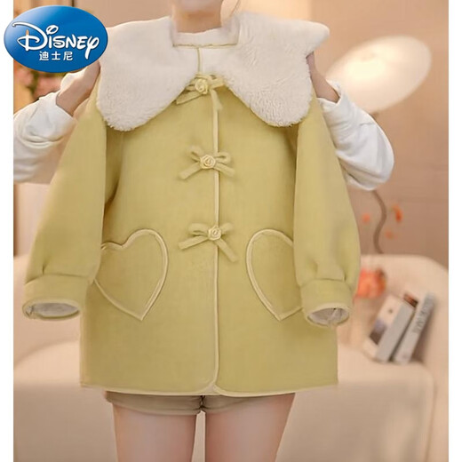 
Disney Girls Doll Collar Woolen Coat 2025 Autumn and Winter Medium Large Children Thick Plush Plus Plush Jacket Sweet Style Medium Long Big Red Plus Plus Plush Coat [Single] 130cm
