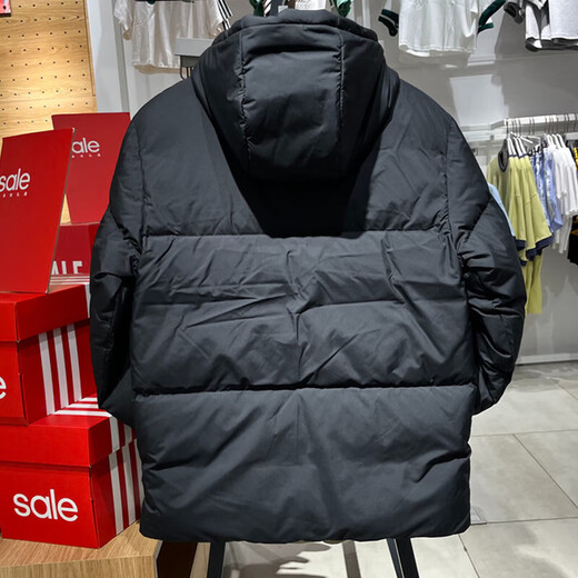 阿迪达斯 （adidas）羽绒服男装2025冬季新款运动服舒适保暖连帽时尚百搭休闲夹克外套 JV6187黑色 XL