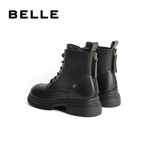 百丽（Belle）七夕礼物舒适马丁靴女商场款真皮时尚靴B7E2DDD4 黑色-单里 36 (230mm)