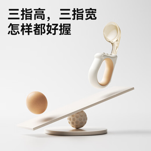 taoqibaby儿童勺子宝宝学吃饭叉勺弯头婴儿硅胶短柄训练辅食勺