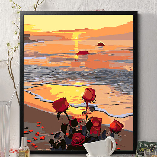 Sunset Rose Digital Pintura al óleo para colorante Diy Graffiti pintado a mano Pintura al óleo Decoración de dormitorios H1049 Tulipan