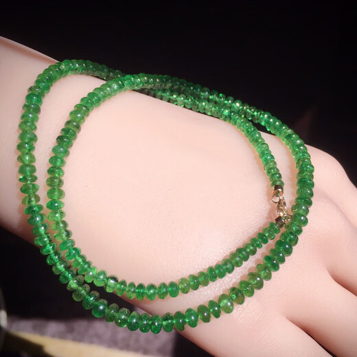 Menbein Tanzanite's new favorite Tsavorite blue orb bead chain Aquamarine Xiaomi Beibei chain Opal Tanzanite bead blue phosphorus 18K Kaza mud green large tower chain 3.6-4.6mm