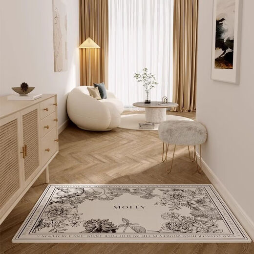 Yingzhu'er light luxury entry door floor mat, high-end foot mat, stain-resistant, no-wash PVC retro entry door mat, leather carpet cutting, medieval garden, curved 90X140CM, third generation texture leather