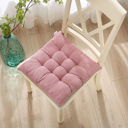 Yingzhuer thickened cushion office four seasons student classroom female stool floor mat butt cushion strap sedentary chair cushion corduroy square Barbie pink 40*40cm