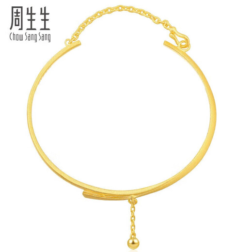 周生生足金丝带小金珠手镯婚嫁结婚金镯子15912K计价 05圈13.15克