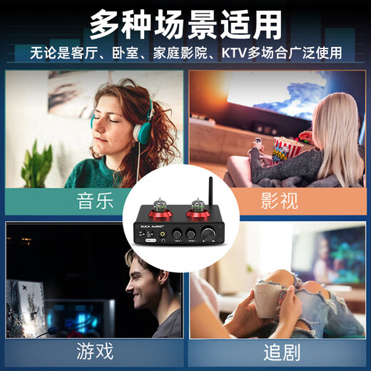 SUCA AUDIO T5C tube audiophile amplifier Bluetooth decoding USB headphone amp DAC lossless amplifier hifi tube preamp black with American 5654W tube