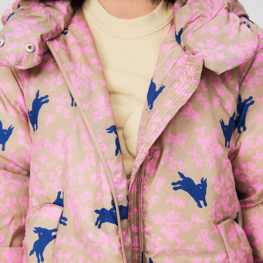 
jnby by JNBY Jiangnan cloth children's clothing winter down jacket jumping rabbit thickened hooded medium length style boys and girls children 1NBC13691 690 miscellaneous powder 130 cm