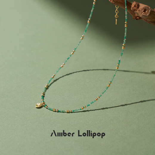 Amber Lollipop Green Agate Necklace Women's Pendant Clavicle Chain Gemstone Necklace Anniversary Birthday Gift for Girlfriend and Wife Green
