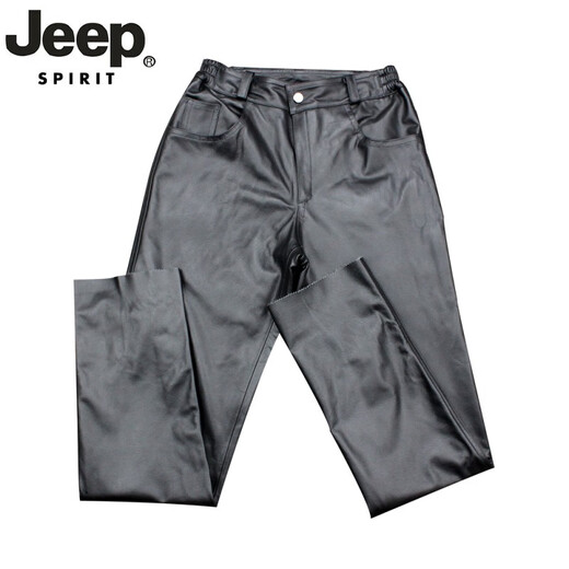 Pantalon en cuir authentique de jeep spiritueux pour la tête de tête pour hommes Pantalon de moto à travers le vent pour l'automne et l'hiver Pantalon décontracté d'âge moyen d'automne et d'hiver