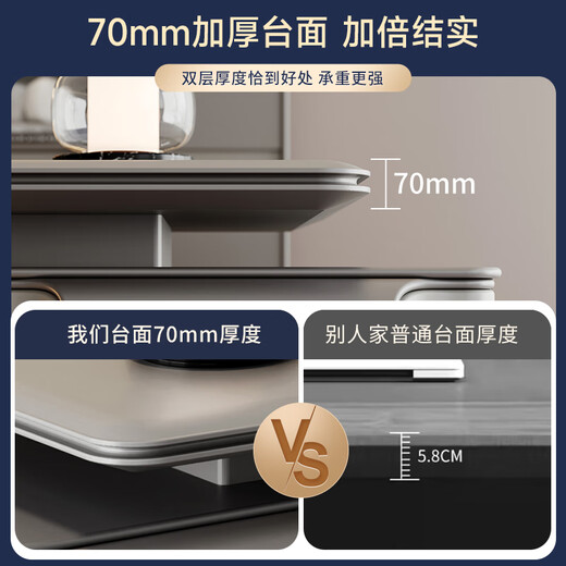 Zhongsheng Office Furniture Desk Boss Desk Modern Simple High-end Chairman and President Desk Executive Desk Office Furniture Matching Tables and Chairs 3.2 Meter Boss Desk Includes Light-Socket Box