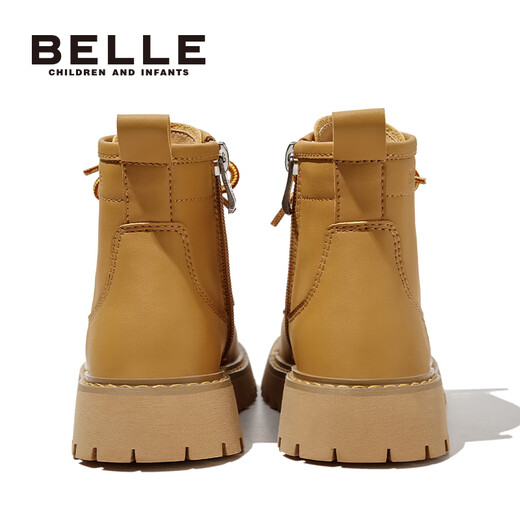 Belle Kinderschuhe, Kinder Martin -Stiefel, Herbst und Winter weicher Sohle plus Samt warme Lederstiefel, weiche Sohle -Kurzstiefel der Jungen, große gelbe Stiefel der Mädchen DE3890 Kamel 29