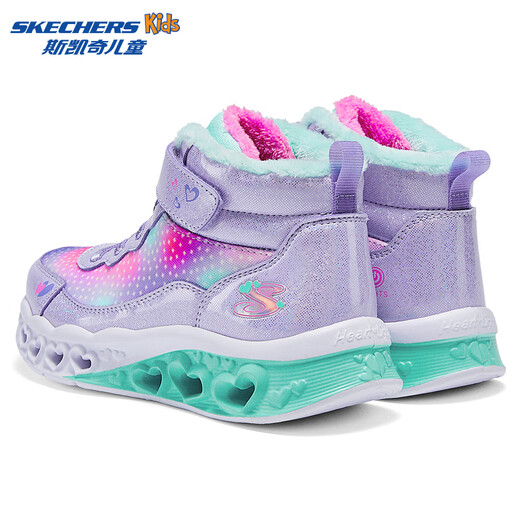 Skechers斯凯奇儿童秋冬保暖运动鞋舒适闪灯休闲棉靴302677L 677L薰衣草色/多彩色/LVMT 28.5