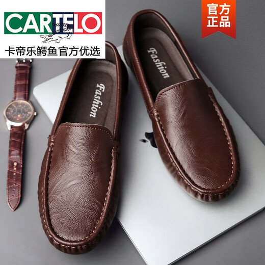 Chaussures masculines Cartelo, Chaussures de haricots, Véritable cuir en cuir en cuir 2025 Été nouveau style respirant en cuir doux pédale à semelle douce haut de gamme