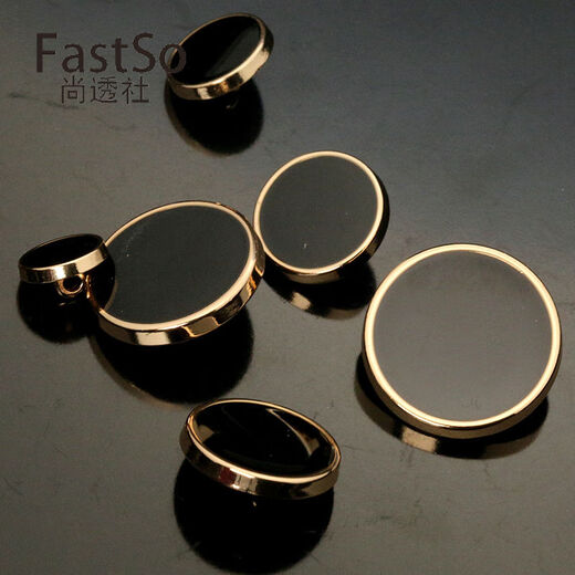 Mingjin metal button buttons, high-end round top coat buttons, women's woolen windbreaker cuff buttons, suit buttons, men's suit buttons, 3# black gold rim, free sewing kit, 15mm, 10 pieces, cuffs