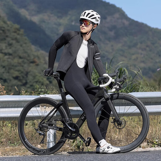 WestBiking Cycling Suit Fleece Warm Long Sleeves Long Pants Autumn and Winter Outdoor Cycling Sportswear for Men and Women Obsidian Black - Fleece Cycling Suit Autumn and Winter Warmth L