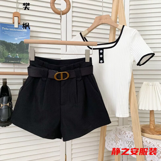 Ma Feixuan Shorts Women's Autumn and Winter New High Waisted Wide Legs A-line Outer Wear Versatile Slim Bottoming Boot Pants Bottoming Outer Wearing Skirts Shorts (6215 Black) M 90-100Jin Jin is equal to 0.5 kg