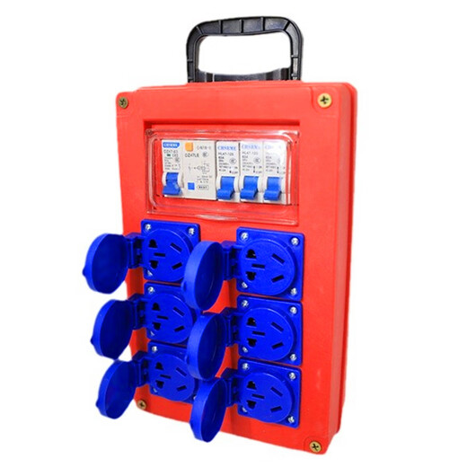Portable electrical box, mobile waterproof industrial socket box, leakage protection, outdoor maintenance box with fuse, construction site level three box, one industrial socket 3*16A (fuse)