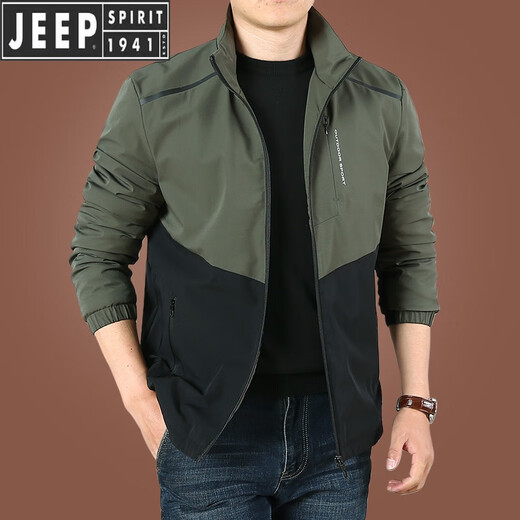 JEEP SPIRIT吉普男士加绒外套秋冬季男装2025新款中年立领夹克男拼色休闲秋装 9892[灰黑]不加绒 XL XL 180规格(150斤左右)