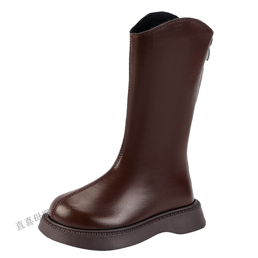 Zhixi Children's Boots Autumn and Winter New Girls' Boots Baby Tall Princess Boots Little Girls' Velvet Martin Boots Children's Shoes xd-907 Thin Velvet Black Size 29 Inner Length 17.7cm