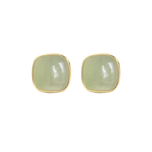 Yin Muchi Sugar Cube Hetian Jade Earrings 2025 New High-end Earrings for Women Authentic Ice Earrings Birthday Gifts for Women E3038 Sugar Cube Hetian Jade Earrings