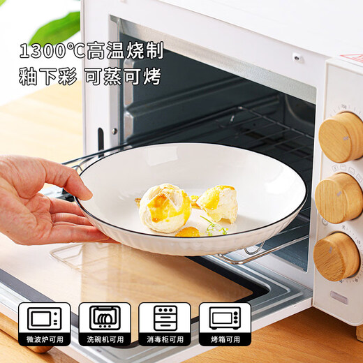 Kagawaya bowls, plates and tableware set, 6-head underglaze colored bowls and dishes set for one person, vertical black lines