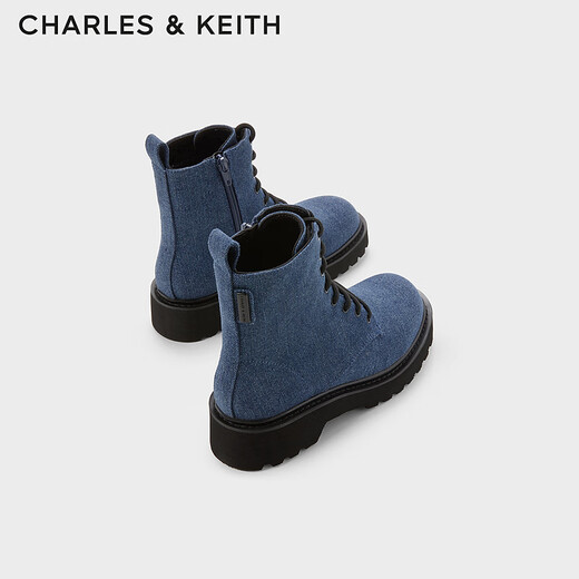 CHARLES/KEITH side zipper lace-up Martin boots for women CK1-90380151 Blue 36