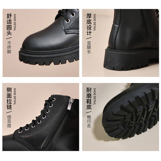 Официальные ботинки martin Warrior, женская обувь, осенне-зимняя женская обувь в британском стиле с высоким берцем на толстой подошве, рабочая одежда с увеличенным размером, короткие сапоги, женские черные 38