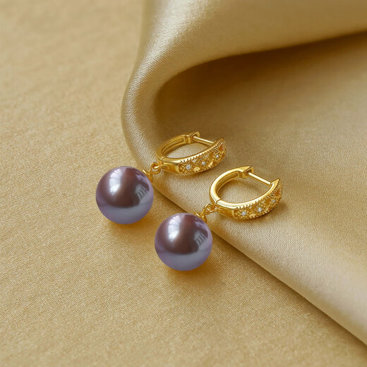 Queen of Pearls Nine Purple Lihuo 9-10mm Purple Freshwater Pearl Earrings Earrings Earrings Birthday Gift for Women